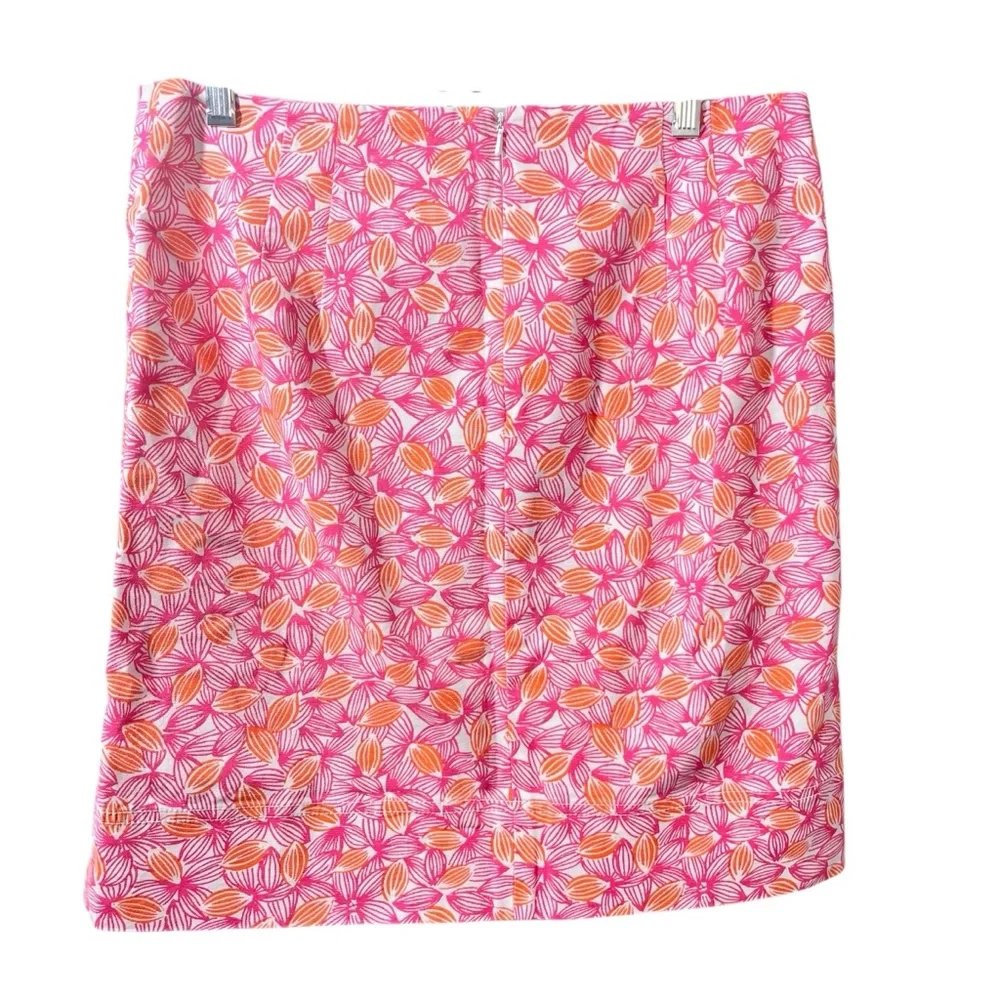 Talbots Floral A-Line Skirt Women’s Size 6 Pink Orange White Knee Length Preppy